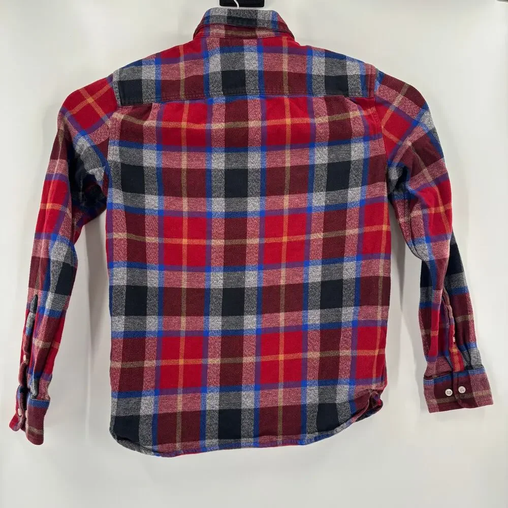 The North Face Mens Medium‎ Red Blue Plaid Check Long Sleeve Button Up Shirt